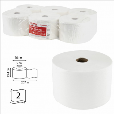 Туалетная бумага д/диспенсеров, рулонная, 2-сл. Laima Premium, 207м, 6шт/уп, белая