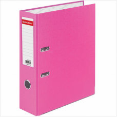 Регистратор PVC Brauberg, 8см, металлическая окантовка, розовый