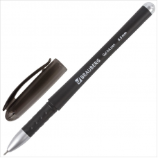 Ручка гелевая Brauberg Impulse 0,5 мм, игольчатый пишущий узел, резиновый упор, черная