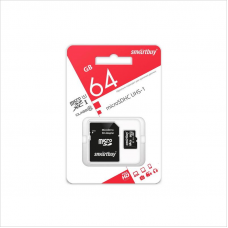 Карта памяти Smart Buy MicroSDXC, Class 10+адаптер, 64Gb