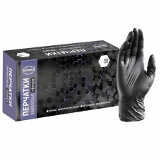 Перчатки одноразовые виниловые Laima, размер М, 100 шт/уп, неопудренные, прочные, черный