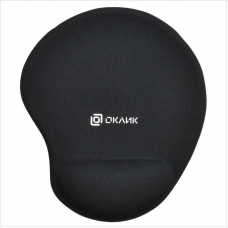 Коврик для мыши Oklick OK-RG0550-BK,с подуш. для запястья, резина+ткань, черный