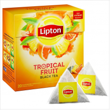 Чай Lipton Tropical Fruit, черный, пирмидки, 20 пак.