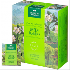 Чай Деловой стандарт Green jasmine, зеленый с жасмином, 100 пак.