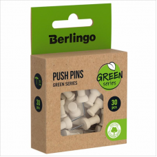 Кнопки силовые Berlingo Green Series_PN5030J, 30шт/уп, деревянные шляпки, крафт упаковка