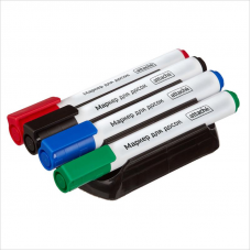 Набор маркеров для досок Attache WB2008, 1-5мм, с магнитной губкой, 4 цвета