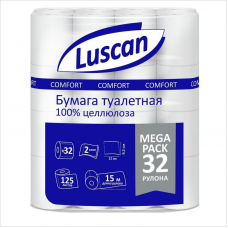 Туалетная бумага 2-слойная Luscan Comfort MegaPack, 32шт/уп, белая