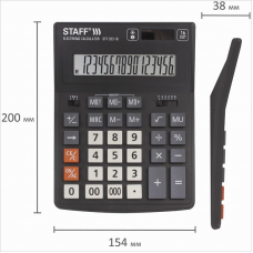 Калькулятор настольный 16 разрядов Staff Plus STF-333, черный