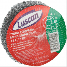 Губка д/мытья посуды металлическая Luscan, 3шт/уп