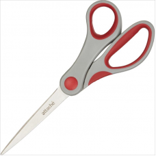 Ножницы Attache 20,5см, прорезиненные ручки, серые с красными вставками