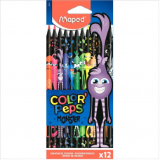 Карандаши цветные Maped Color Peps Black Monster 862612, 12 цветов, трехгранные