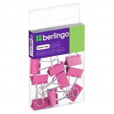 Зажим для бумаг 19 мм Berlingo BC1019c, 10шт/уп, розовые