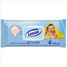 Салфетки влажные унивесальные Luscan, очищающие, детские, 100шт/уп.