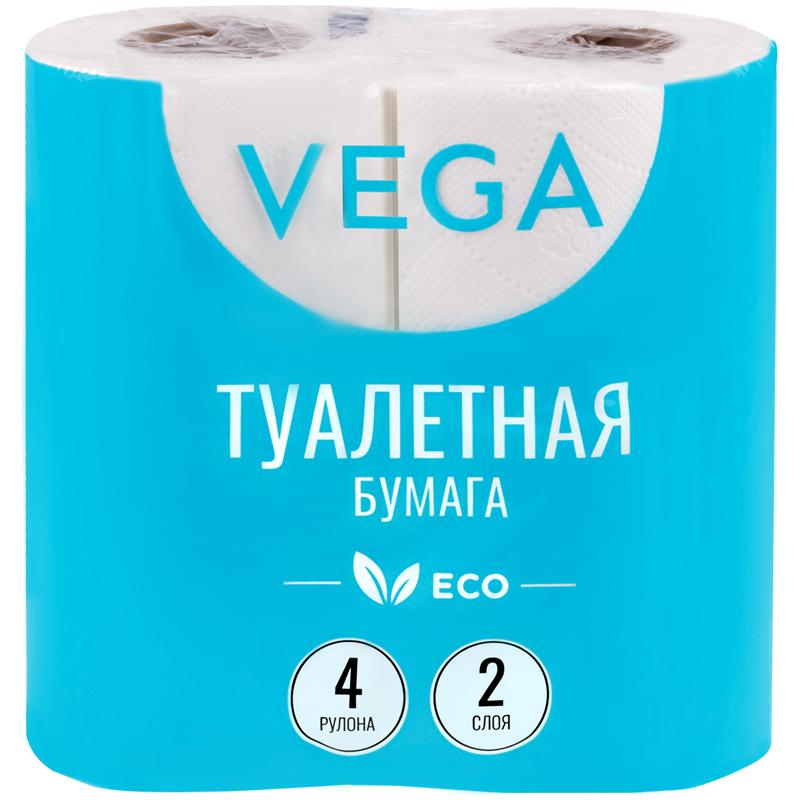 Туалетная бумага 2-слойная Vega, 4шт/уп, тиснение, 15м, белая