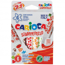 Фломастеры-штампы двусторонние Carioca Stamp Markers 42279, 06 цветов, смываемые