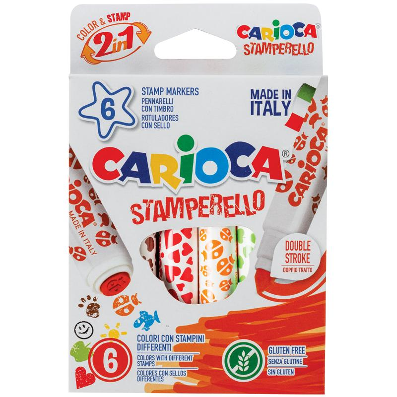 Фломастеры-штампы двусторонние Carioca Stamp Markers 42279, 06 цветов, смываемые