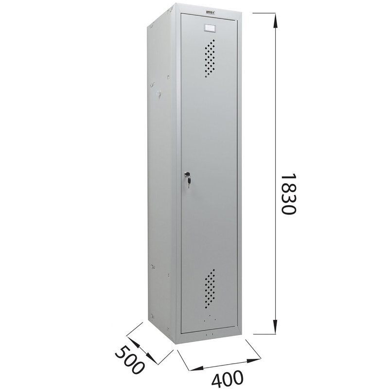Шкаф для одежды металлический BRABIX LK 11-40, 1830х400х500мм, ключевой замок