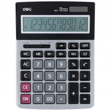 Калькулятор настольный 12 разрядов Deli E1672, серебристый