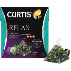 Чай Curtis Relax, зеленый лаванда, ромашка и мелисса, пирамидки, 15 пак.