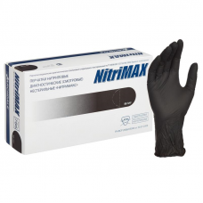 Перчатки одноразовые нитриловые неопудренные NitriMax, размер M, 100 шт/уп, черные