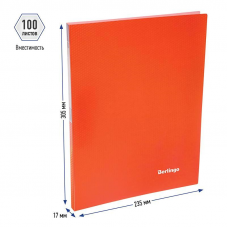 Папка с прижимом Berlingo Neon ACp_01804, 700мкм, 17мм, внутр. карман, оранжевый неон
