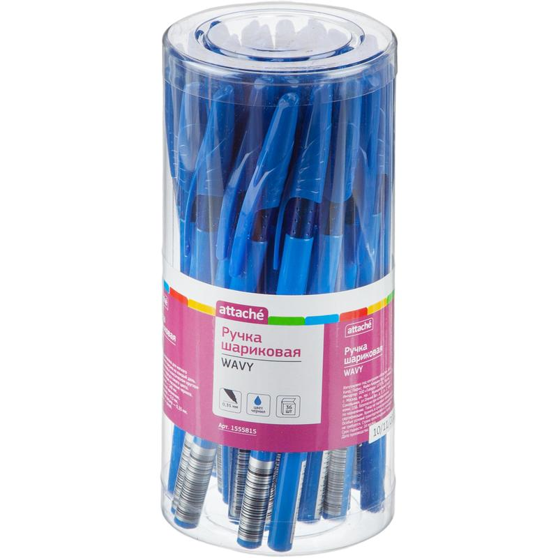 Ручка шариковая Attache Wavy 0,5мм, линия 0,35мм, на масленой основе, игольчатый узел, синий