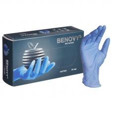 Перчатки одноразовые нитриловые неопудренные Benovy, размер S, 100 шт/уп, сиренево-голубой