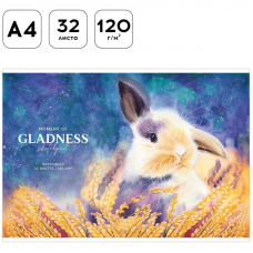 Альбом для рисования, А4, 32 листа, на скрепке, Greenwich Line Lovely rabbit, 120г/м2, ассорти