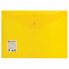 Папка-конверт с кнопкой Brauberg А4, 180мкм, желтый