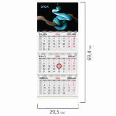 Календарь 3-х блочный настенный 2025, Brauberg Символ года, 295х694мм, магнитный бегунок