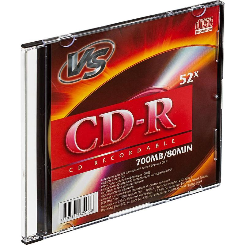 Диск CD-R 700Mb, 52x, Slim Case, VS VSCDRSL501, 5шт/уп