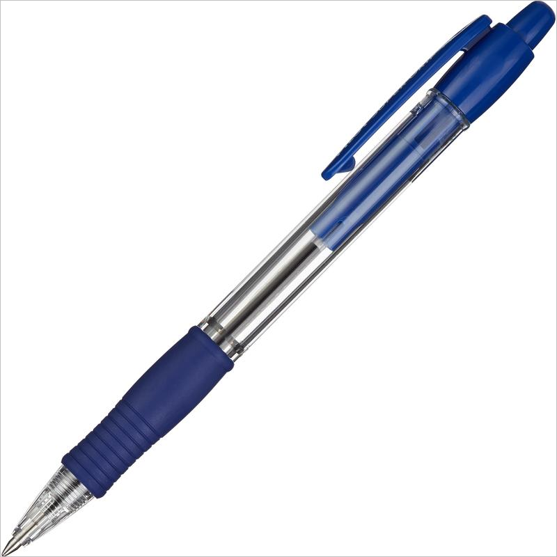 Ручка шариковая автоматическая Pilot BPGP-10R-F, 0,7мм, линия 0,22мм, резиновый упор, синий
