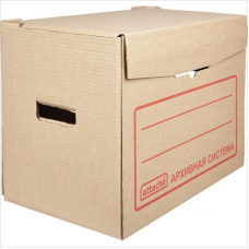 Короб для архивных папок с крышкой, картон, 400х335х266, Attache, бурый