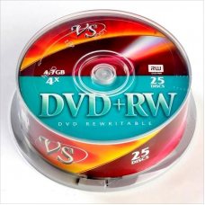 Диск DVD+RW 4,7Gb, 4x, 25шт, Cake Box, VS VSDVDPRWCB2501
