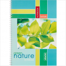 Тетрадь А4, 96л. клетка, спираль, мелованный картон, Attache Green Nature