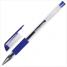 Ручка гелевая Brauberg Number One 0,5 мм, линия 0,35 мм, резиновый упор, синий
