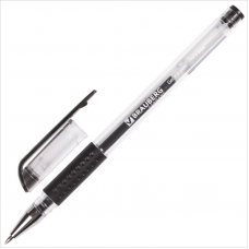 Ручка гелевая Brauberg Number One 0,5 мм, линия 0,35 мм, резиновый упор, черная