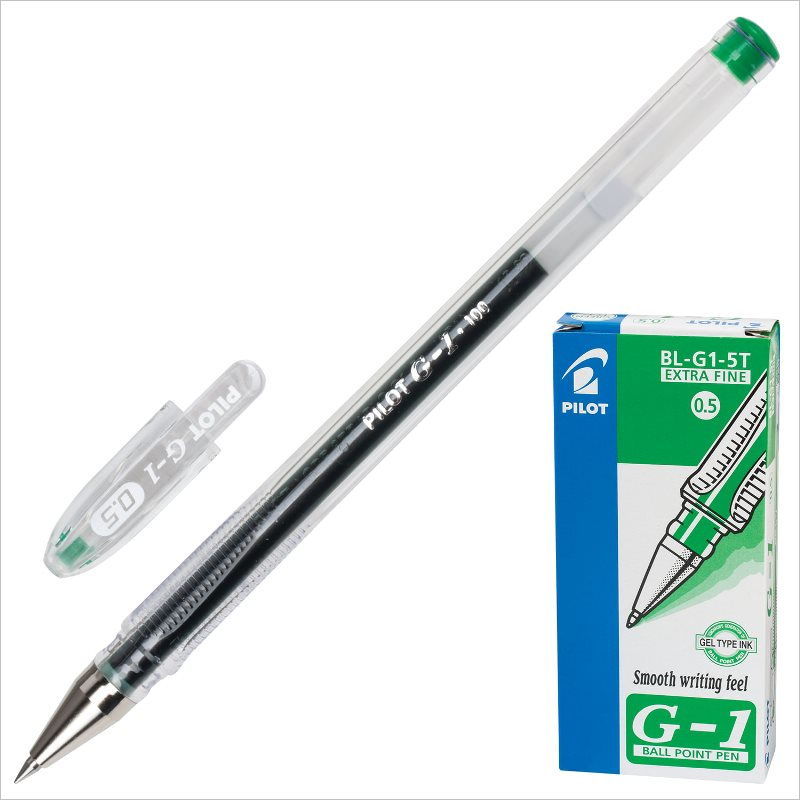 Ручка гелевая Pilot BL-G1-5T-L, 0,5мм, линия 0,3мм, зеленый