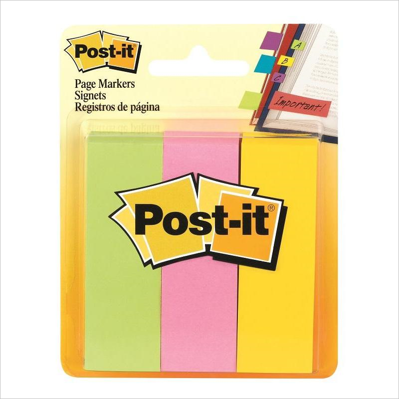 Ярлычки-закладки, Post-it Original 671-3, бумажные, 22.2x73мм, 100л, 3цв.