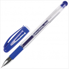 Ручка гелевая Brauberg Geller 0,5 мм, линия 0,35 мм, резиновый упор, синий