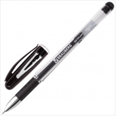 Ручка гелевая Brauberg Geller 0,5 мм, линия 0,35 мм, резиновый упор, черная