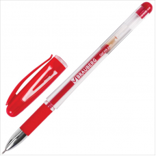Ручка гелевая Brauberg Geller 0,5 мм, линия 0,35 мм, резиновый упор, красная