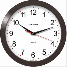 Часы Troyka 11100112, круг, циферблат белый, оправа черная матовая, 29х4х29см