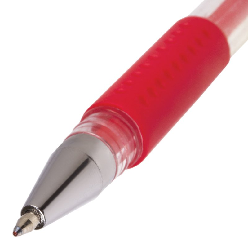 Ручка гелевая Brauberg Number One 0,5 мм, линия 0,35 мм, резиновый упор, красная