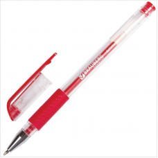 Ручка гелевая Brauberg Number One 0,5 мм, линия 0,35 мм, резиновый упор, красная
