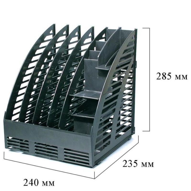 Вертикальный накопитель на 4 секции + органайзер, Attache 4С144 разборный, 240мм, черный
