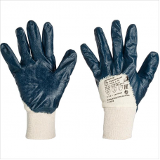 Перчатки х/б с нитриловым покрытием, белые/синие