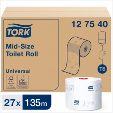 Туалетная бумага д/диспенсеров, рулонная, 1-сл. Tork Universal Т6 127540, 135м, 27шт/уп., белая