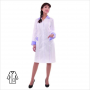 Халат женский медицинский м03-ХЛ, белый/фиолетовый, размер 44-46, рост 158-164