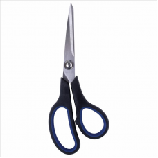 Ножницы Brauberg SOFT GRIP 19cм, черно-синие, резиновые ручки